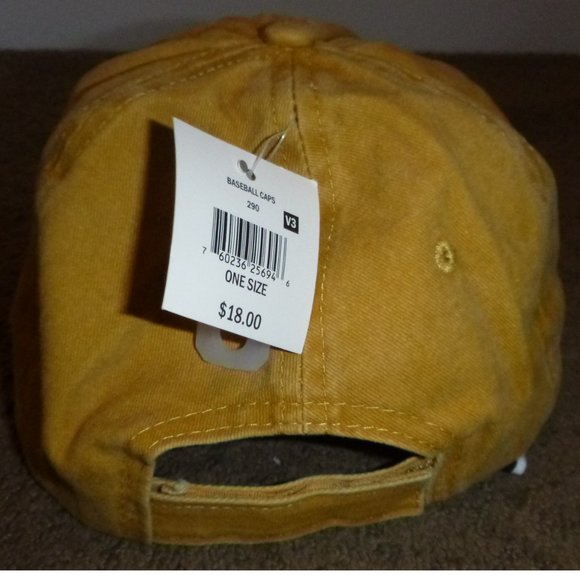 Womens Falls Creek AMERICAN FLAG Gold Cotton Baseball Cap Hat OSFM NWT - Picture 2 of 3